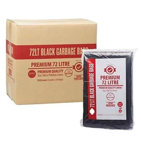 PREMIUM BIN LINERS BLACK - 72 LITRE